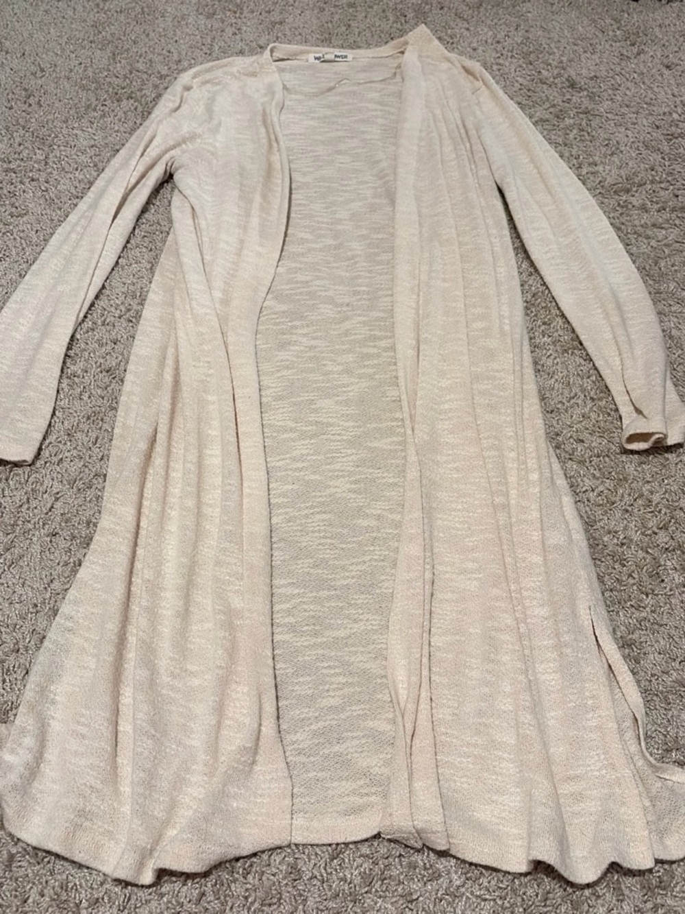Wallflower Lightweight Cream Open-Front Long Cardigan